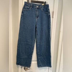 Dazy Size 8 High Waist Wide Leg Zip Up Cotton Blend Medium Wash Denim Jeans